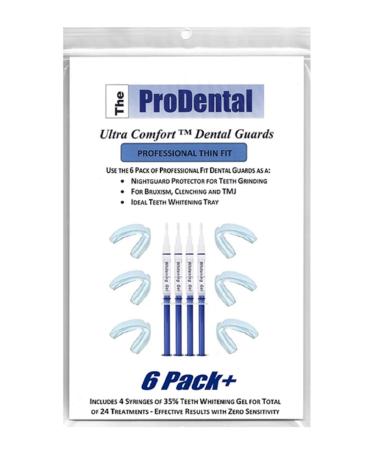 ProDental Thin & Trim Mouth Guard for Grinding Teeth 6 Pack USA Made | Bonus: Teeth Whitening System Included | Night Guard Stops Bruxism - Teeth Clenching | Customizable Dental Guard - No BPA