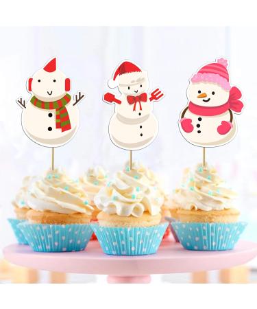 Biird 32 PCS Christmas Cupcake Toppers Merry Christmas cupcake decorations Christmas Cupcake Picks Cake Decorations for Xmas Snowman Theme Cake Decoration Supplies - Buy Online on GoSupps.com
