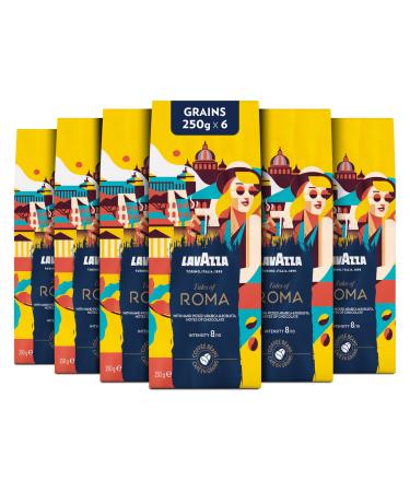 Lavazza, Tales of Roma, Café en grains 1.5 kg, pour les Machines à Café Automatiques, Notes de Noisette et Chocolat Noir, Arabica & Robusta, Intensité 8/10, Torréfaction Moyenne 6 x 250g