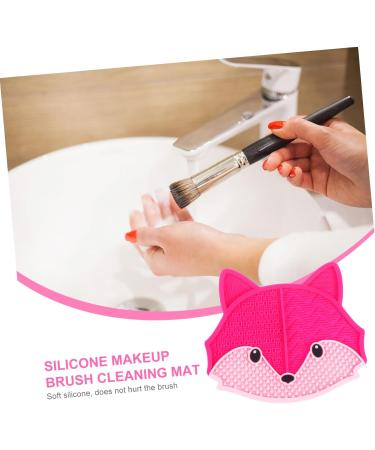 Beavorty fox scrub makeup brush cleaning mat silicone makeup brush cleaner mat makeup brush cleaning pad makeup brush cleaning mat brush cleaning pad silicone washer Silica gel simple 17x15cm Rosy - Buy Online on GoSupps.com