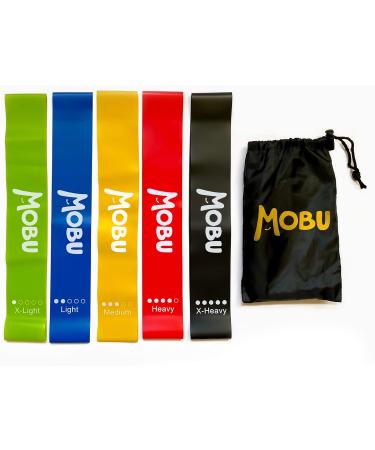 MOBU Resistance Bands Set - 5 Skin-Friendly Exercise Bands for Gym & Home Workout - 5 Resistance Levels for Strength Training - Green Blue Yellow Red Black - Buy Online on GoSupps.com