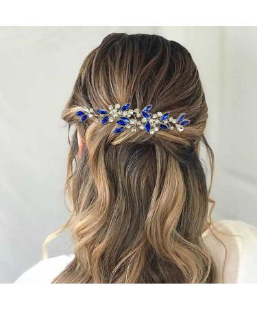 Crystal Bridal Hair Pins - White Blue Rhinestone Wedding Accessories (Pack of 2) - Buy Online on GoSupps.com