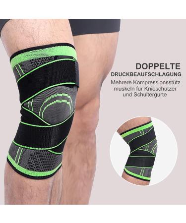 Adjustable Sports Knee Supports - 2 Pack for Pain Relief | Men & Women | L Green Knee Sleeves for Arthritis Meniscus Tear Running & Climbing - Buy Online on GoSupps.com