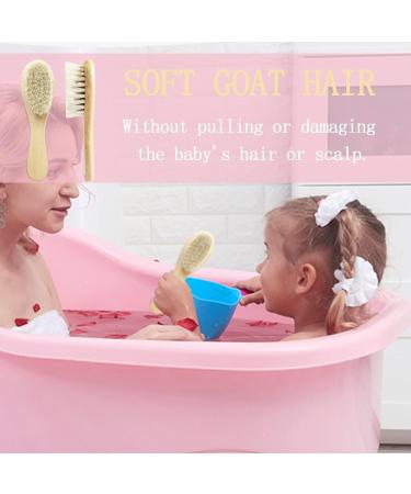 Natural Wooden Baby Hair Brush - Soft Goat Bristles for Newborns, Infants, Toddlers & Kids - Buy Online on GoSupps.com