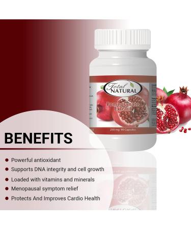Pomegranate Extract 250mg 90c 1 bottle by Total Natural Kidney Care Powerful Antioxidant Skin Care Menopausal Symptom Relief - Buy Online on GoSupps.com