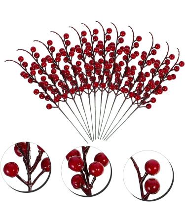 HOMSFOU 48 Pcs Artificial Red Berry Stem Xmas Winter Twig Red Berry Branch Red Berry Decor Red Berry Stems Artificial Branches Flower Arrangement Decorations Small Fruit Christmas Pvc - Buy Online on GoSupps.com