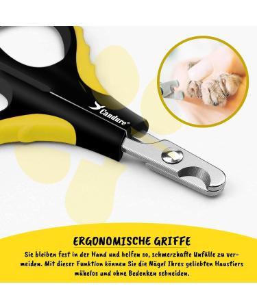 Candure Professional Claw Scissors for Dogs & Cats | High-Quality Nail Care with Safety Protection | Stainless Steel Claw Clippers & Files - Small (XS) Yellow - Buy Online on GoSupps.com