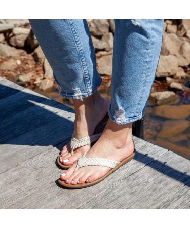 OKABASHI Women's Baha Flip Flop - Toffee/Vanilla - Contoured Footbed with Arch Support | Slip-Resistant, Waterproof, Made in USA - Buy Online on GoSupps.com