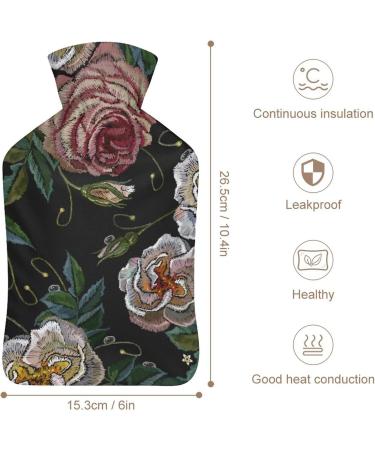 Vintage Flower Hot Water Bottle with Plush Cover - Hand Warmer for Adults & Kids | 26.5x15.3cm - International Shipping Available - Buy Online on GoSupps.com