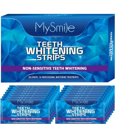 MySmile Teeth Whitening Strips 14 Treatments, 28 White Strips for Teeth Whitening, Non-Sensitive Whitening Strips for Tooth Whitening, Helps to Remove Smoking Coffee Soda Wine Stain, 10 Shades Whiter 28 Count (Pack of 1)