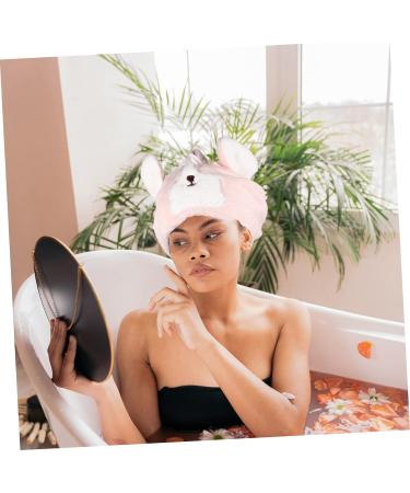 WOONEKY Cartoon Dry Hair Cap Caps Hair Bonnet Towel Bath Hat Adorable Dry Hair Hat Quick Drying Bath Cap Comfortable Drying Hat Coral Fleece Hair Hat Bath Water Absorbent Drying Hat Pink Pink 60x21cm - Buy Online on GoSupps.com