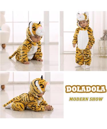Doladola Unisex Baby Toddler Romper Jumpsuit Hooded Cartoon Sleepsuit | Infant Outfit 6-12 Months (Tiger) - Buy Online on GoSupps.com
