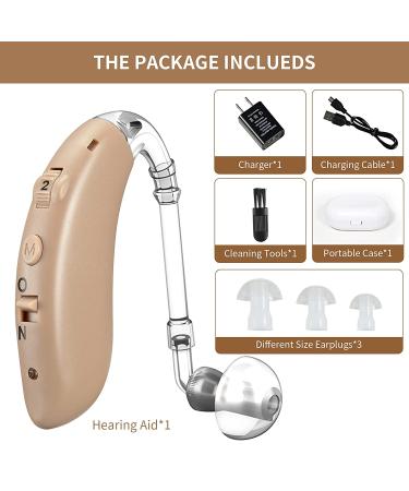 Rechargeable Air Tube Hearing Aid for Seniors | Double Noise Reduction | Adjustable Volume | Digital Ear Hearing Amplifier (1 pc) - Light Brown - Buy Online on GoSupps.com
