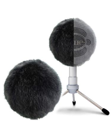 Blue Snowball Furry Windscreen Cover Muff - Professional Snowball ICE Mic Foam Wind Cover Windshield Pop Filter for Recordings, Broadcasting, Singing by Sunmon (Black) Fur black