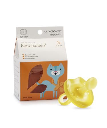 Natursutten Orthodontic Pacifier 0-6 Months - Natural Rubber Pacifier - Eco-Friendly, BPA-Free Newborn Pacifier - Butterfly - Made in Italy - 1 Piece 1 Count (Pack of 1) 0 - 6 Month