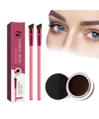 Mnsuid Anjoize Eyebrow Brush 4D Laminated Brow Grooming Kit Home Eyebrow Care Kit 4D Laminated Multifunction Ultra-thin Angled Eyebrow Brush Long Lasting Waterproof (Walnut)