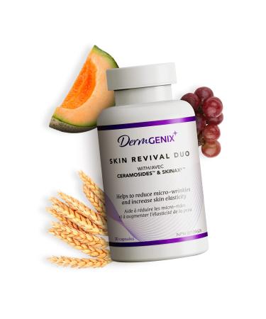 DermGenix Skin Revival Duo Multi Vitamins for Healthy Skin Hair and Nails. With ceramides antioxidants Zinc and Vitamin C for Skin Radiance and Elasticity 30 Capsules