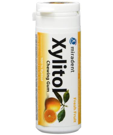 Miradent Xylitol Chewing Gum Fresh Fruits 30 pieces pack of 4 (4 x 30 g)