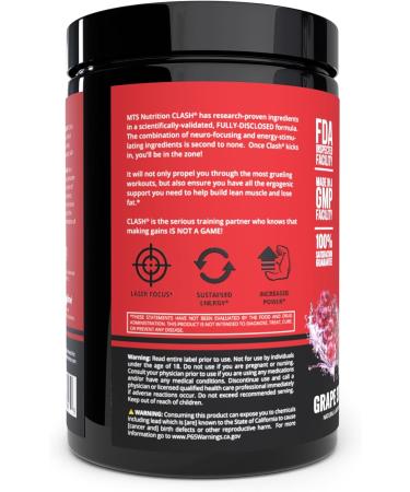 MTS Nutrition Clash Pre Workout Powder Grape Splash - Pre Workout Energy with Creatine + 250mg Caffeine and Beta-Alanine Performance Blend - Powered with VitaCholine - 20-40 Servings - Buy Online on GoSupps.com