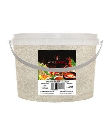 Poivre blanc finement moulu faible germe Qualit sup rieure d'Indon sie Seau en poly thyl ne 1900 g (1 9 kg)