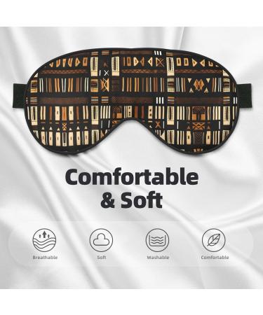 SSIMOO African Mud Cloth Eye Mask | Breathable Soft Sleep Patch for Travel & Relaxation | Stylish Black Tribal Design - Buy Online on GoSupps.com