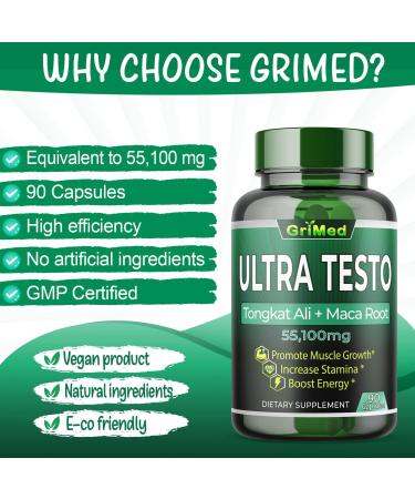 Ultra Testo 100x Tongkat Ali Fadogia Horny Goat Weed Maca Ginseng Tribulus - Performance & Energy Support | 90 Count - Buy Online on GoSupps.com