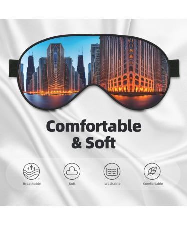Buy Chicago Illinois USA Print Night Blackout Eyeshade | Elastic Strap for Shift Work Travel & Relaxation - Buy Online on GoSupps.com