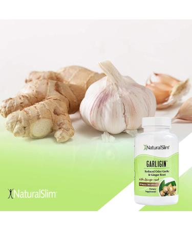 NaturalSlim Garligin - Blood Pressure & Digestion Support - Help Improves The Overall Health of The Body & Cleansing Aid - Reduced Odor Garlic & Ginger Root Pills - 750mg  100 Capsules - Buy Online on GoSupps.com
