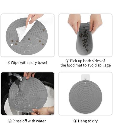 Ptlom Pet Food Mat 2 Pcs - Prevent Food and Water Overflow - Medium & Small Pet Silicone Placemat - 9.5x9.5 Grey - Buy Online on GoSupps.com