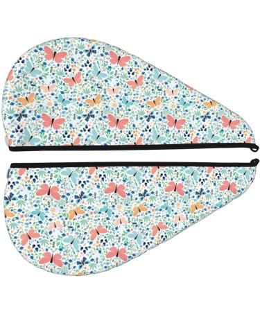 Hair Towel Wrap with Button - Quick Drying Towel Turban for Effortless Hair Care (Butterflies Design - Buy Online on GoSupps.com
