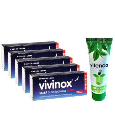 VIVINOX Sleep sleeping tablets strong 5x20 tablets including a hand cream from vitenda - For difficulty falling asleep and sleeping through the night 100