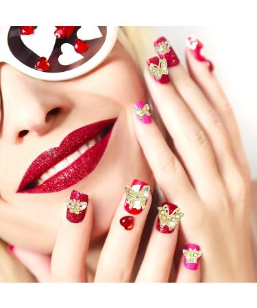 28 pcs Gold Butterfly Nail Charms - 3D Nail Diamonds Rhinestones for Nail Art Design - Buy Online on GoSupps.com