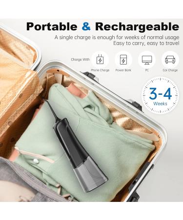 MiTdir Water Dental Flosser Oral Irrigator - 5 Jet Tips, 4 Modes, IPX7 Waterproof, 300ML Tank - Portable Cordless Teeth Cleaner for Home & Travel (Black) - Buy Online on GoSupps.com