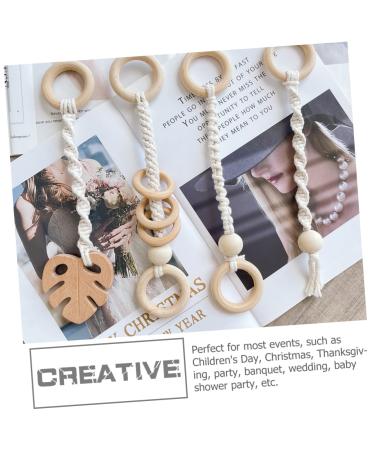 Alipis 4pcs Boho Newborn Ornament Set - Wooden Teething Rattles & Gym Pendants for Crib Decor & Playtime | Perfect Gift for Newborns - Buy Online on GoSupps.com