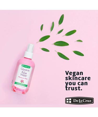 De La Cruz Rose Water & Glycerin Spray for Face - 8 fl oz - Hydrating Rosewater Mist for Skin & Hair - Buy Online on GoSupps.com