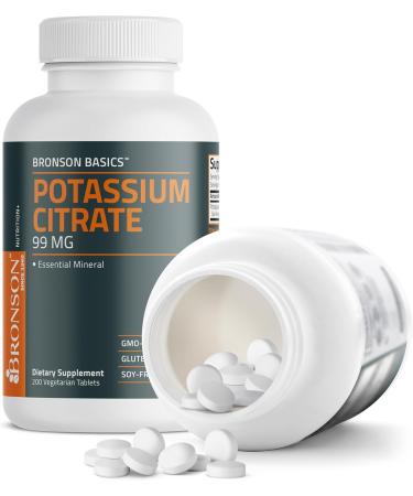 Bronson Potassium Citrate 99mg Essential Mineral Non-GMO, 200 Vegetarian Tablets - Buy Online on GoSupps.com