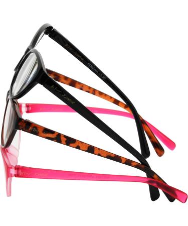 Betsey Johnson Women's Fairisle Cat Eye Reading Glasses - Black Tortoise Pink Gradient - 54mm +2.5 | Stylish & Chic eCommerce Shipping Internationally - Buy Online on GoSupps.com