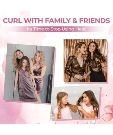 Silk Curling Ribbon Rods for Long Hair - Heatless Hair Curler with Hair Claw Clip - DIY Styling Tool for Natural Hair (Pink) - Buy Online on GoSupps.com