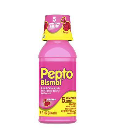 Pepto Bismol Liquid for Nausea, Heartburn, Indigestion, Upset Stomach, and Diarrhea Relief, Cherry Flavor 8 oz