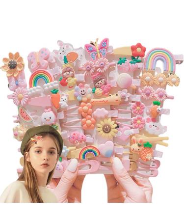 DUNBE 50 Pcs Hair Clips Cute Fashion Girl Hair Accessories Rainbow Candy Flower Fruit Set Hair Pins Hair Barrettes Set for Girls Teens Toddlers