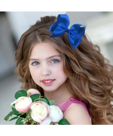 2 Pcs Blue Ribbon Hair Bow Clips Barrettes - Hair Styling Accessories for Girls & Women - Perfect for Christmas, Wedding, Birthday, Valentine's Day - 6 Inch - Buy Online on GoSupps.com