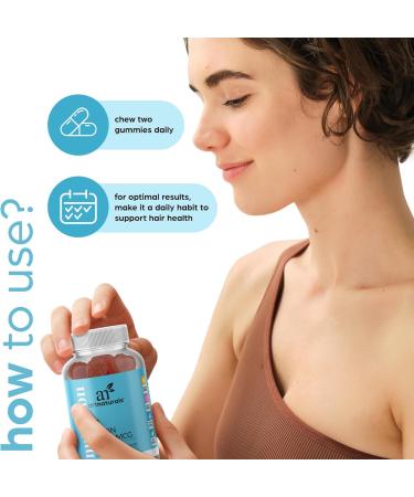 Artnaturals Biotin Gummies for Hair Growth - (100 Gummies - 10000mcg) - Natural Strawberry Vitamins Supports Nails and Skin - Gelatin, Gluten, Nut and Egg Free - Buy Online on GoSupps.com