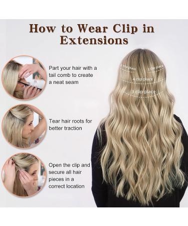 XIXIBI 20 Inch Ash Blonde Clip in Long Wavy Hair Extension - 4PCS Double Weft Synthetic Hairpieces for Women - Buy Online on GoSupps.com