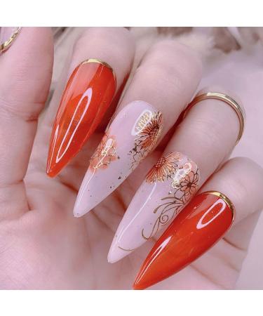 Gold Flowers Nail Stickers Decals - Self-Adhesive 3D Golden Line Supplies for DIY Manicure - Nail Art Decoration for Women and Girls - Buy Online on GoSupps.com