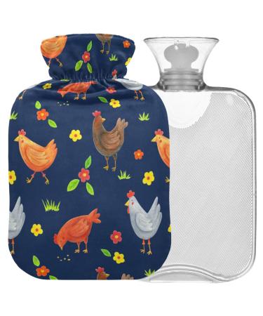 NAANLE heat bottle with chicken tap with cover heat and cold therapy warm water bottle 1 l hot water bottle for bed hands feet warmer for pain relief 1L