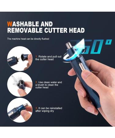 CABLE4U 2021 Rechargeable Nose & Ear Hair Trimmer Scissors - Waterproof Easy Clean Painless Double-Edged Blade - Blue - Buy Online on GoSupps.com