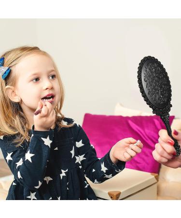 Vintage Handheld Mirror Set - 8 Pieces | Retro Oval Makeup Mirror for Women | Portable Antique Design in Black, Pink, Purple, Green - Buy Online on GoSupps.com