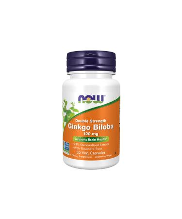 Now Foods Ginkgo Biloba Double Strength 120 mg 50 Veg Capsules - Buy Online on GoSupps.com