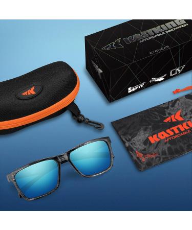 KastKing FlatRock Polarized Sport Sunglasses - Ideal for Driving, Fishing, Cycling, Running - UV Protection - Glossy Gray Frame with Smoke Blue Ocean Mirror Lens - Buy Online on GoSupps.com