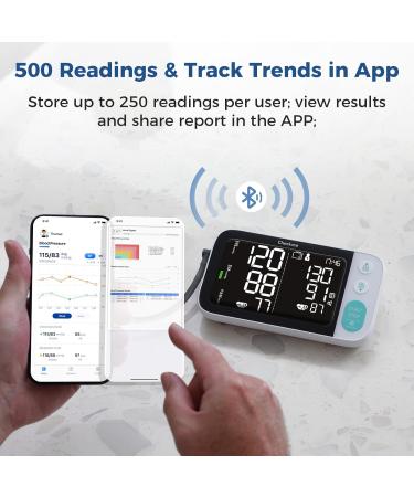 Checkme Bluetooth Blood Pressure Monitor for Home Use include Pregnant Women & Diabetics Blood Pressure Machine Dual Display w Adult Cuff 22-45cm 500 Records Voice Broadcast compatible w APP - Buy Online on GoSupps.com